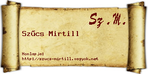 Szűcs Mirtill névjegykártya