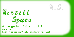 mirtill szucs business card